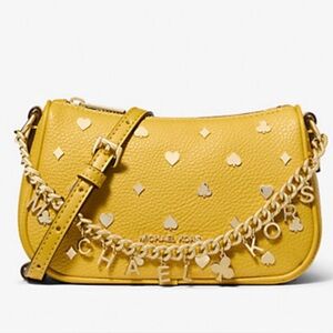 Michael Kors Carmela Small Embellished Crossbody Yellow Bag NWT